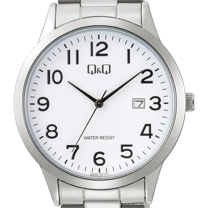 Reloj Q&q A44a-001py Acero Inoxidable Para Hombre Plateado Blanco