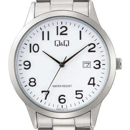 Reloj Q&q A44a-001py Acero Inoxidable Para Hombre Plateado Blanco