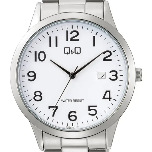 Reloj Q&q A44a-001py Acero Inoxidable Para Hombre Plateado Blanco