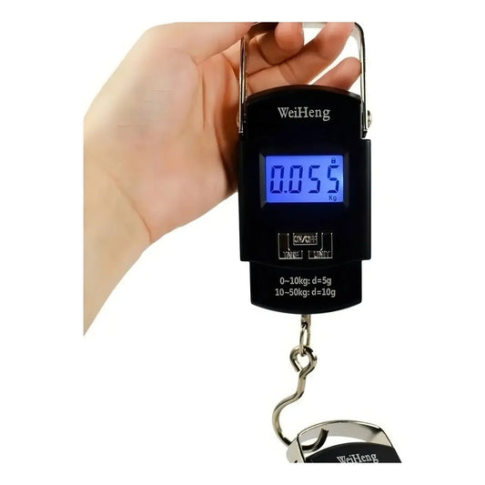 Balanza Pesa Mano Digital Electronica Colgante Portatil Lcd Color Negro