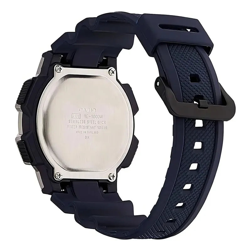 Reloj Pulsera Digital Casio Ae-1000w-2a Con Correa De Resina Color Azul - Fondo Negro