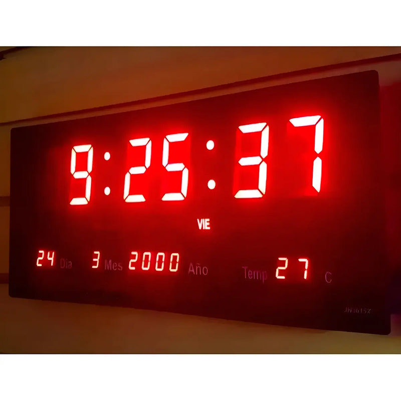 Reloj Digital Con Luz Led De Pared Hogar Temperatura Jh3615n Negro