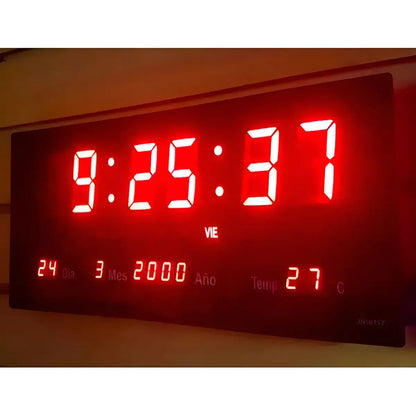 Reloj Digital Con Luz Led De Pared Hogar Temperatura Jh3615n Negro