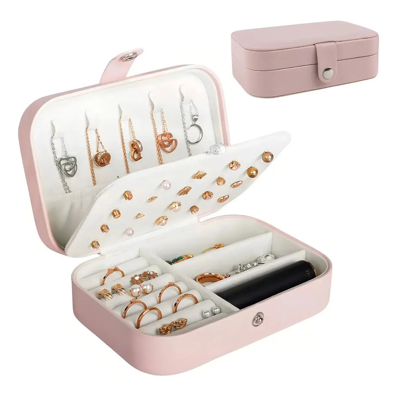 Caja Joyero Alhajero Organizador De Accesorios Bijouterie Color Rosa