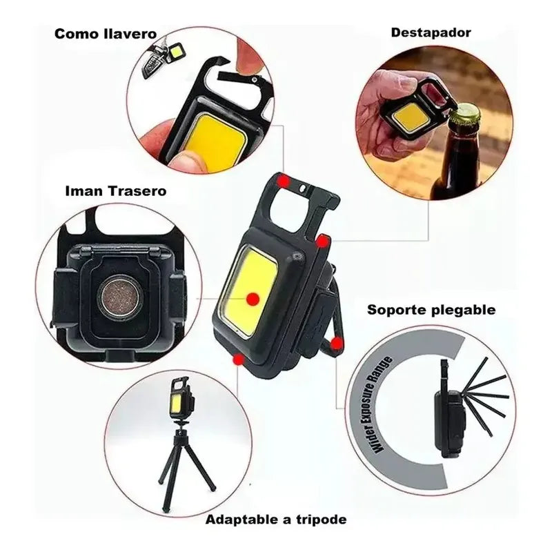 Linterna Led Recargable Usb Potente Iman Llavero Destapador Color De La Luz Fría