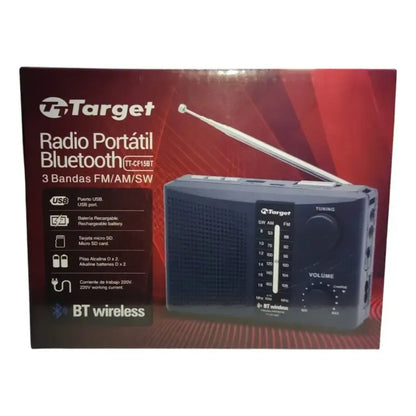 Radio Target Portátil Bluetooth Usb 3 Bandas Am/fm/sw Negro