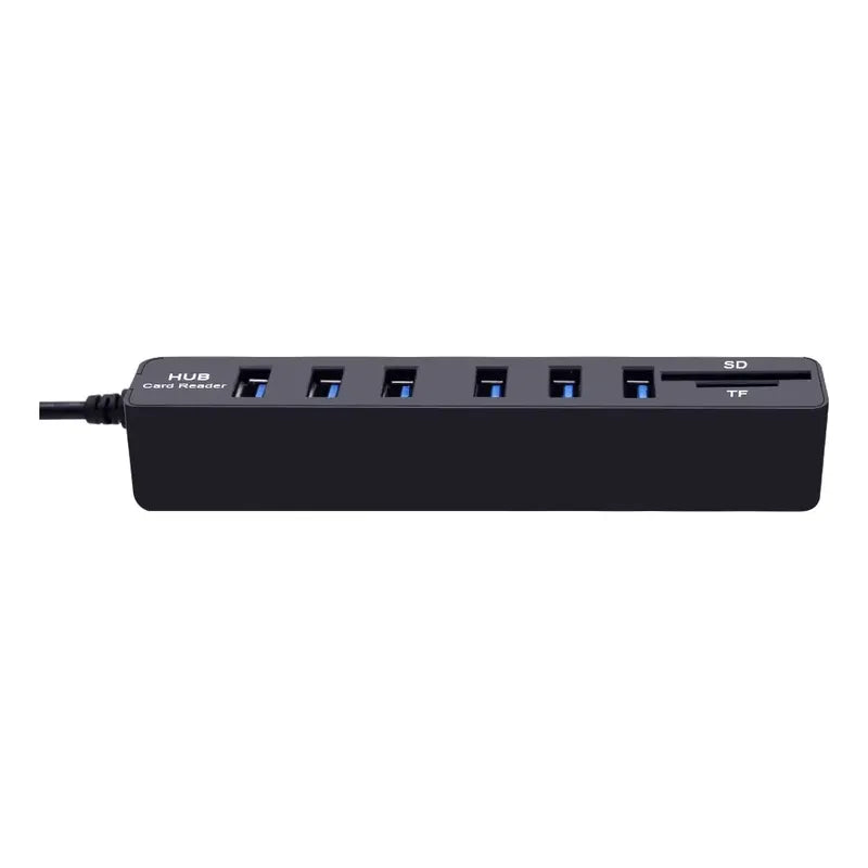 Hub 6 Puertos Multi Usb 3.0 Adaptador Con Lector Tarjeta Sd Negro