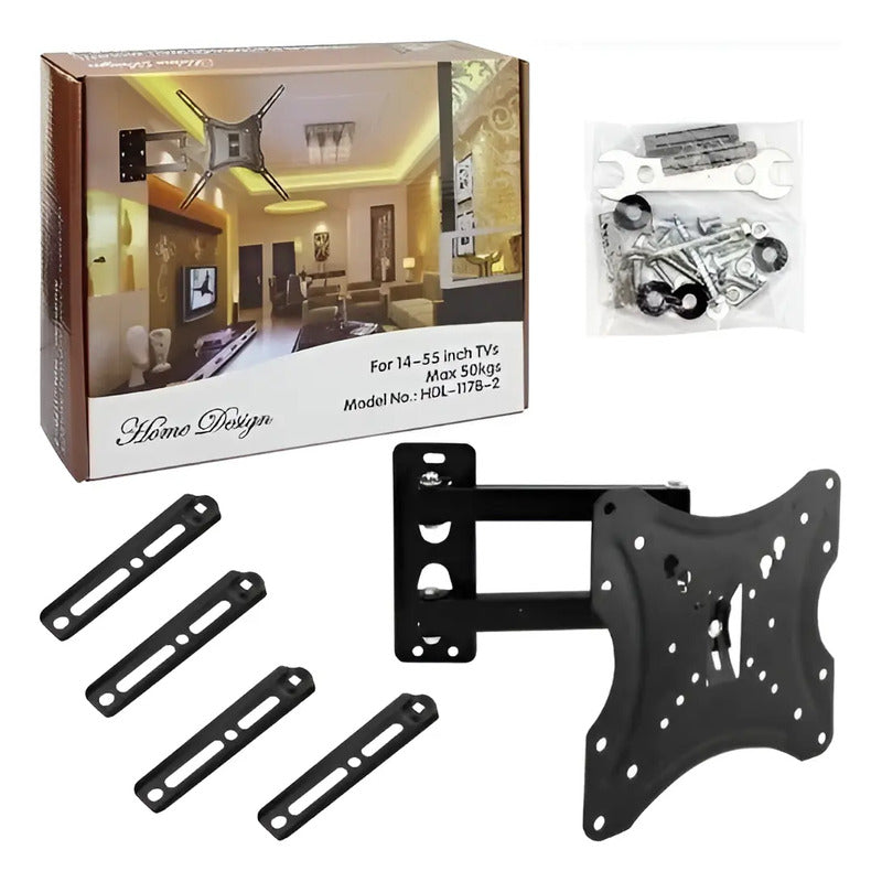 Soporte Tv De 14 A 55 Con Brazo, Modelo Hdl-117b-2 Generico  Negro