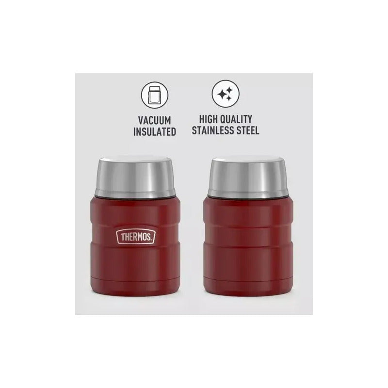Termo De Comida Thermos Con Cuchara Aislado Al Vacío, 470ml Rojo