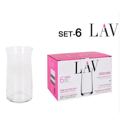 Set 6 Vasos De Vidrio Cóctel, Postres Premium Lav 370ml Vera Color Transparente