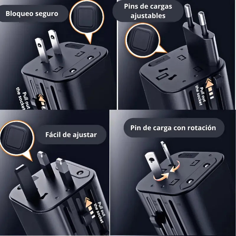 Adaptador Enchufe Universal Viajes Europeo Americano Uk