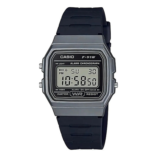 Reloj Casio Collection F-91wm-1b Color De La Correa Negro Color De La Caja Gris
