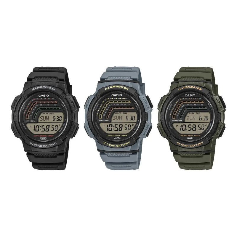Reloj Casio Moda Modelo: Ws-1800-3avcf Verde Oscuro Negro