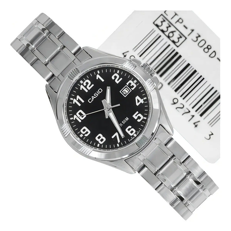Reloj Mujer Casio Ltp-1308d 1b Sumergible 50m Plateado Negro