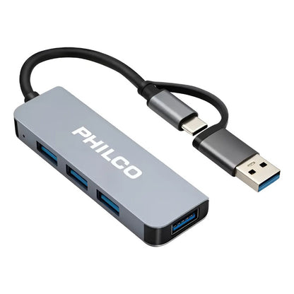 Hub 4 En 1 Tipo C A Usb Philips Plateado