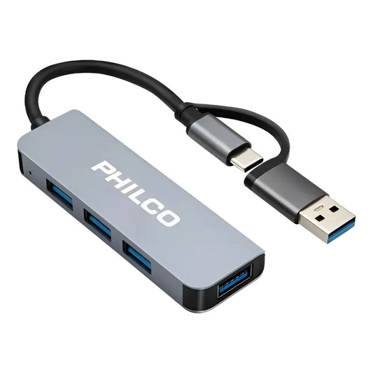 Hub 4 En 1 Tipo C A Usb Philips Plateado