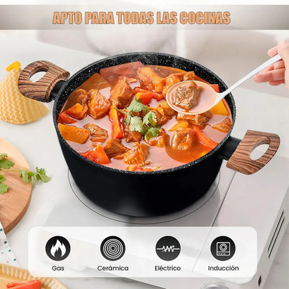Juego De Ollas De Granito Antiadherente De 5 Piezas Keep Para Inducción Negro