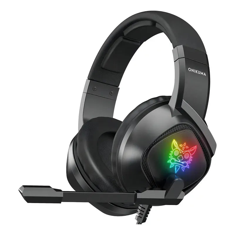 Headset Onikuma K19 Gamer Con Micrófono Y Luz Led Rgb Para Pc Y Consolas Negro