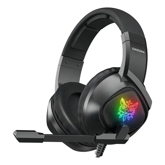 Headset Onikuma K19 Gamer Con Micrófono Y Luz Led Rgb Para Pc Y Consolas Negro