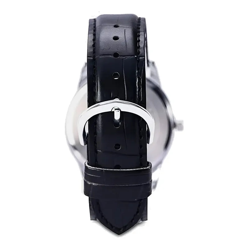 Reloj Pulsera Casio Mtp-v001l-1bu Con Correa De Cuero Color Negro - Bisel Plateado