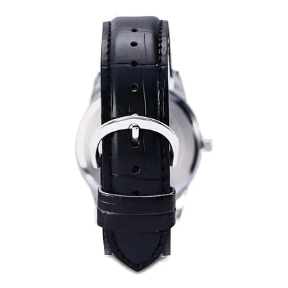 Reloj Pulsera Casio Mtp-v001l-1bu Con Correa De Cuero Color Negro - Bisel Plateado