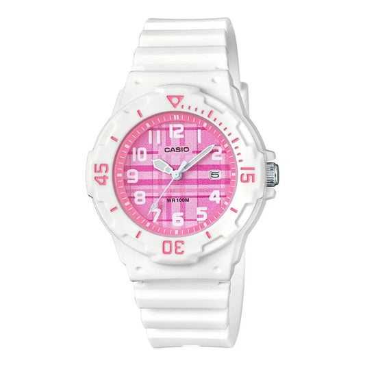 Reloj Casio Deportivo Dama Lrw-200h-4cv Color De La Correa Blanco Color Del Bisel Blanco Color Del Fondo Rosa