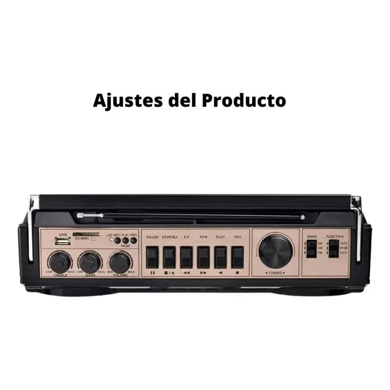 Radio Cassette Retro Portátil Usb Bluetooth Negro