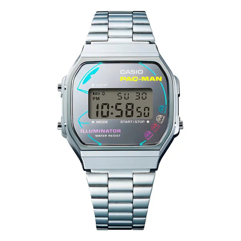 Reloj Casio A168wepc-7adr Digital De Acero Inoxidable Plateado Con Cronógrafo Y Alarma Gris