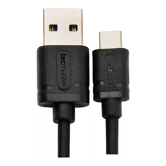 Cable Usb C Tecmaster 2.5mt Datos 480mbps Carga Rápida 5v 3a Color Negro