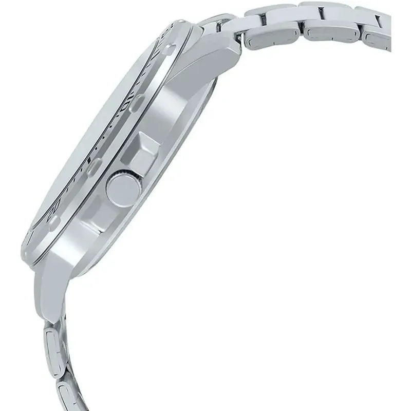 Reloj Casio Mtpvd01 2b Hombre Acero Fechador Correa Plateado Bisel Plateado Fondo Azul Marino Mtp-vd01d-2b