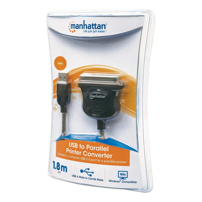 Convertidor Usb-a A Paralelo Centronics Manhattan 1.8m 317474 Negro