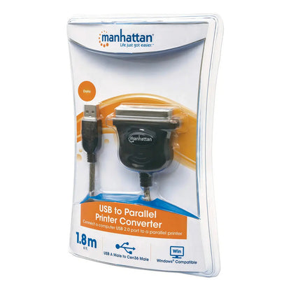 Convertidor Usb-a A Paralelo Centronics Manhattan 1.8m 317474 Negro