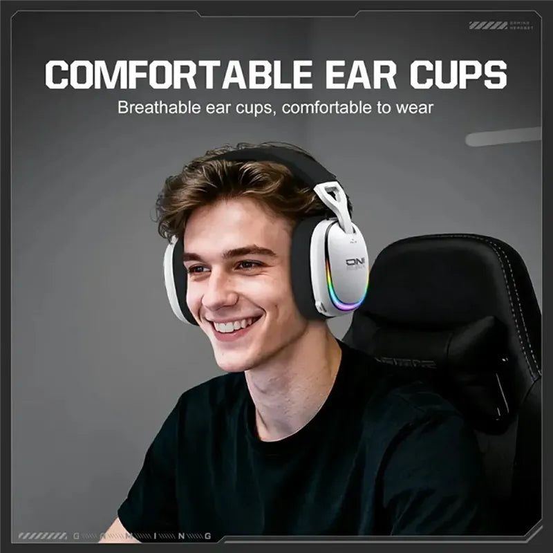 Auriculares Gaming Gt805 Inalámbricos ,4 Modos 2 En 1 Dongle Blanco