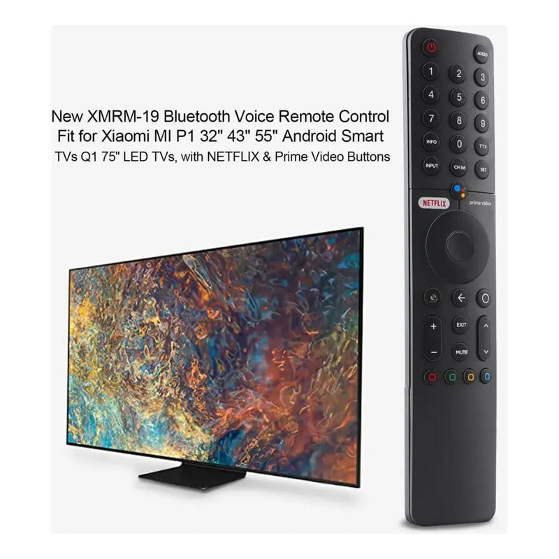Control Tv Con Voz Xmrm-19 Compatible Para  Xiaomi Mi P1 Q1 Negro