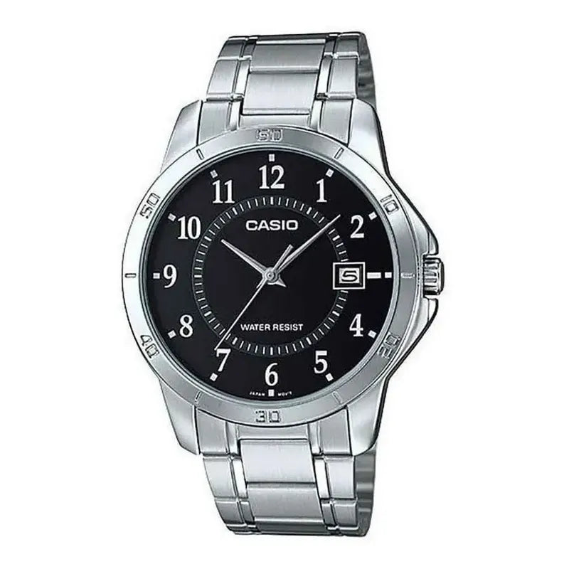 Reloj Pulsera Casio Mtp-v004d-7b Con Correa De Acero Inoxidable Color Plata - Fondo Blanco