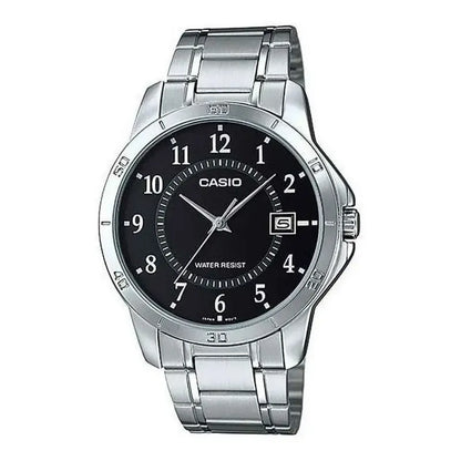 Reloj Pulsera Casio Mtp-v004d-7b Con Correa De Acero Inoxidable Color Plata - Fondo Blanco