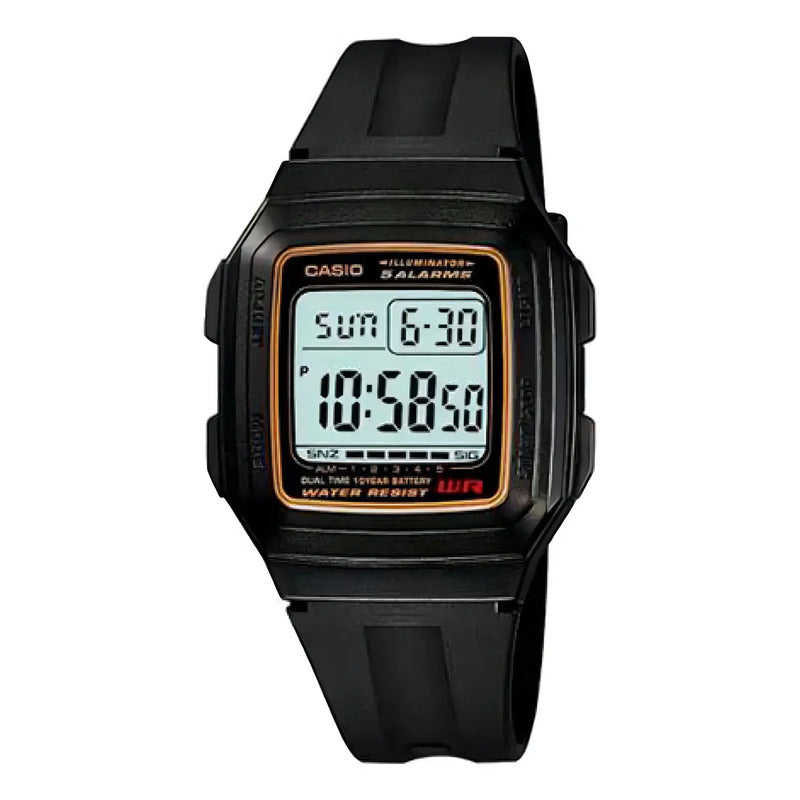 Reloj Casio F-201wa-9a Hombre Vintage Negro Dorado