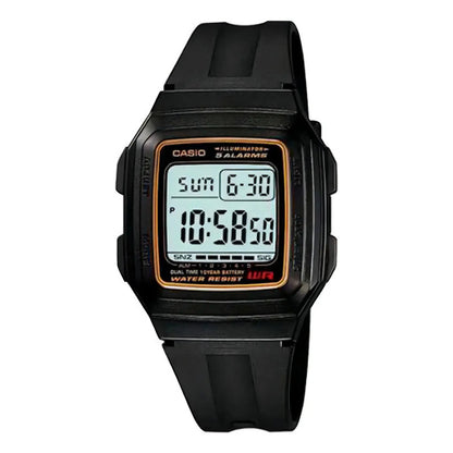 Reloj Casio F-201wa-9a Hombre Vintage Negro Dorado