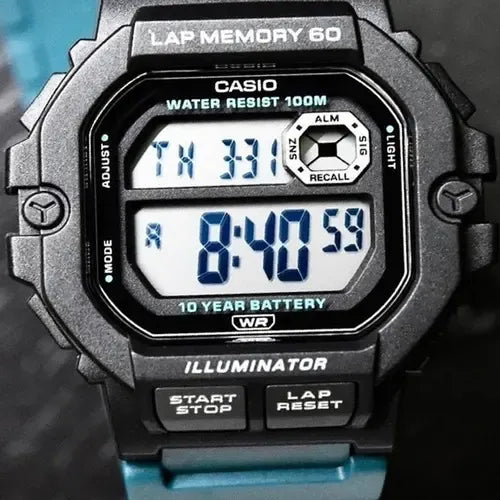 Reloj Digital Cuadrado Casio Ws-1400h-3avdf Con Correa Azul Para Hombre, Ws-1400h-3av Azul - Ws-1400h-3av