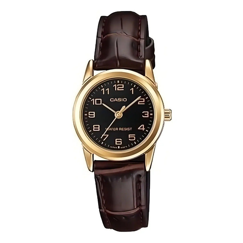 Reloj Mujer Casio Ltp-v001gl-1b Origin Dorado Con Negro Marrón