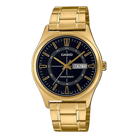 Reloj Hombre Casio Mtp-v006g-1cudf Core Mens Color De La Correa Dorado Color Del Bisel Dorado Color Del Fondo Negro