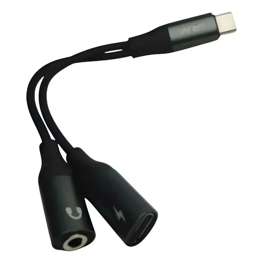 Adaptador Usb C Doble Para Audio Y Carga Irm Negro