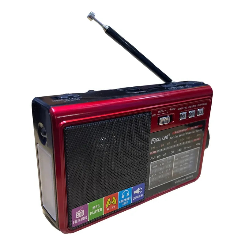 Radio Portátil Recargable Con Linterna 8 Bandas