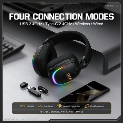 Auriculares Gaming Gt805 Inalámbricos ,4 Modos 2 En 1 Dongle Negro