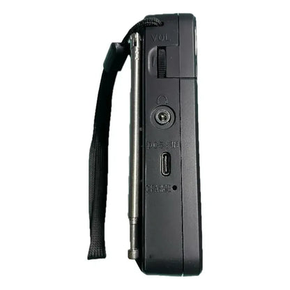 Mini Radio Portátil Am Fm Recargable Con Salida Para Audífonos Negro
