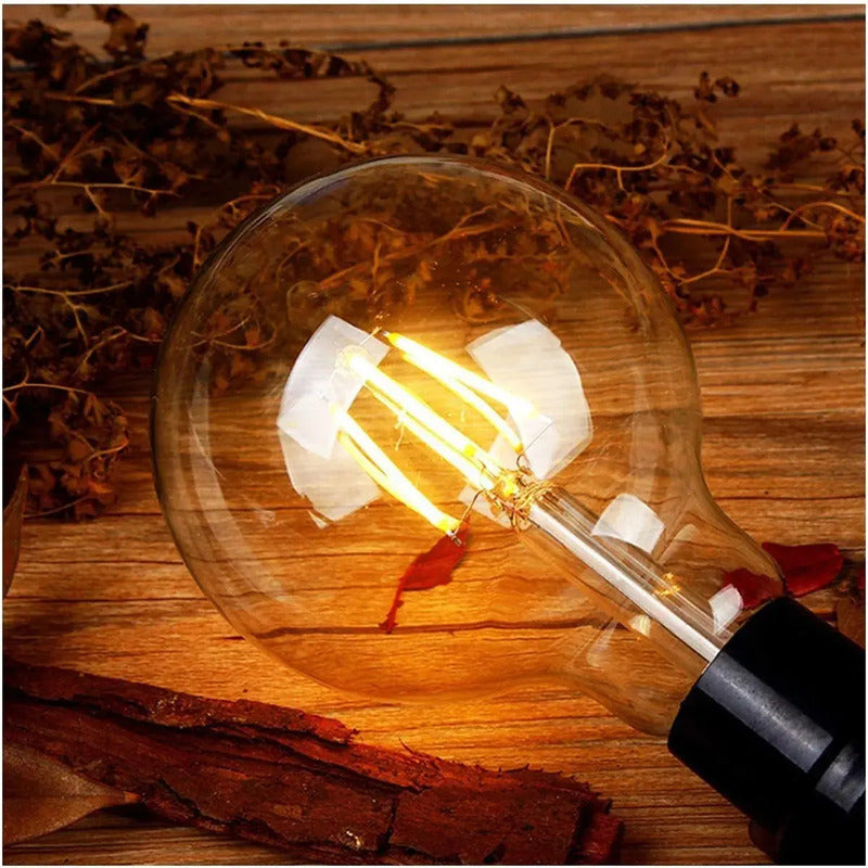 Ampolletas Vintage Ampolleta Led E27 Filamento Globo 4w G80 Blanco Cálido