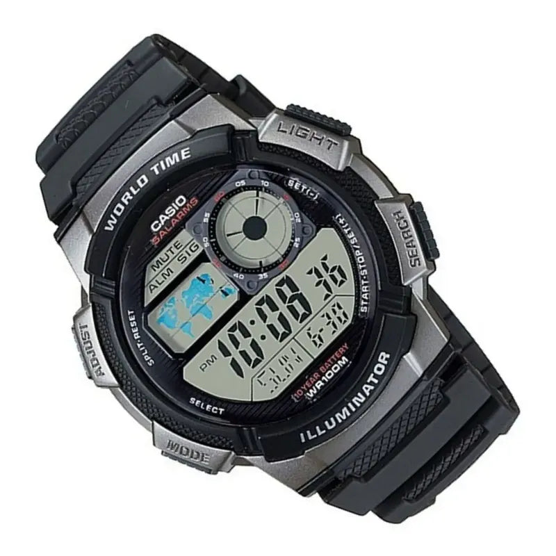 Reloj Pulsera Digital Casio Ae-1000w-1b Con Correa De Resina Color Negro