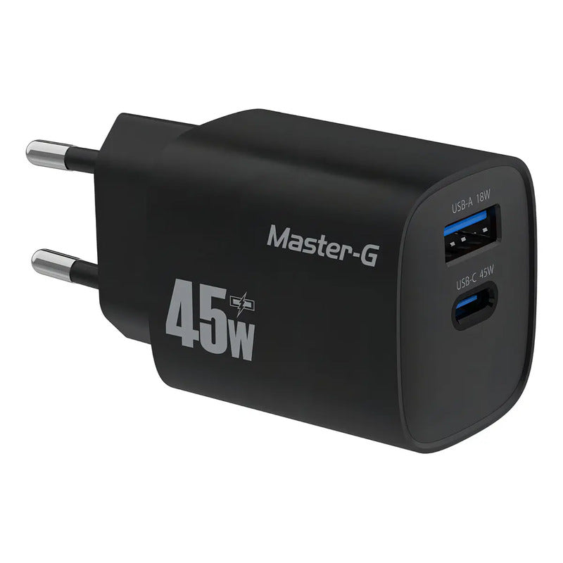 Cargador Portátil Carga Rápida 45w + Cable Usb-c Master-g Color Negro
