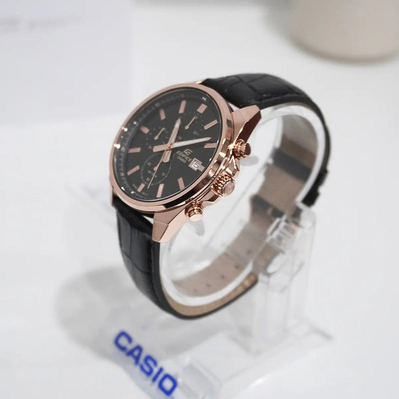 Rejoj Casio Edifice Efv-610ecl-1a Crono Dorado Malla Negro