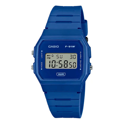 Reloj Unisex Casio F-91wb-2a1df Core Mens Correa Azul Bisel Azul Fondo Azul